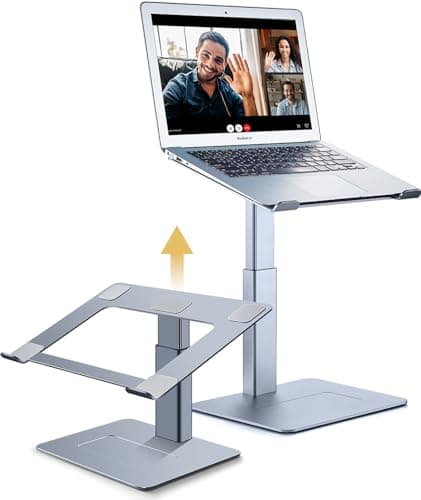 supamir Adjustable Laptop Stand for Desk, DJ Laptop Riser, Standing Desk Converter, Support Working on Computer Sitting/Standing, Compatible with MacBook, Dell, HP and All 13"-16.5" Notebooks, Grey
