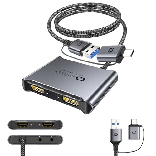 WARRKY 4K Loop Out Video Capture Card for Streaming, Work for PS4/PS5/XBOX/Switch/PC/Laptop/Camera/iPad, HDMI to USB 3.0 1080P 60FPS Record Game Capture Card for Live and Video