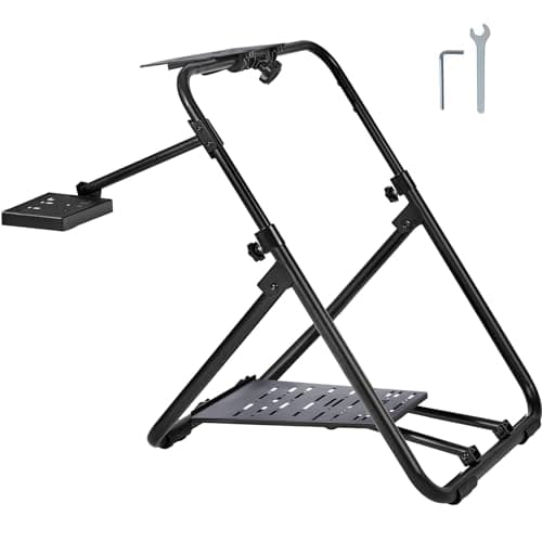 VEVOR Foldable Racing Steering Wheel Stand, Height Adjustable Universal Base Compatible with Mainstream Brands Racing Wheel and Pedal, Heavy-duty Frame Standard GT/Formula Seating Portable