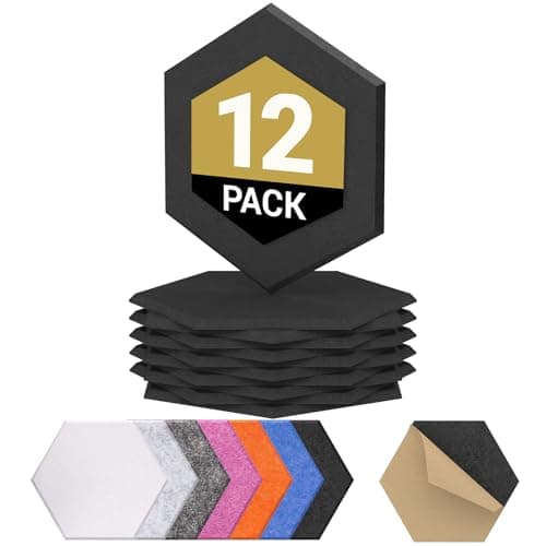 TONOR Hexagon Acoustic Panels Self-Adhesive for Walls-12 Pack 30x26x1 cm