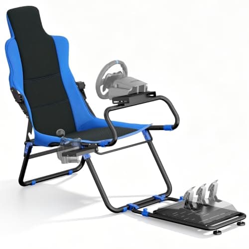 DIWANGUS Foldable Racing Simulator Cockpit, Adjustable Seat, Steel Frame