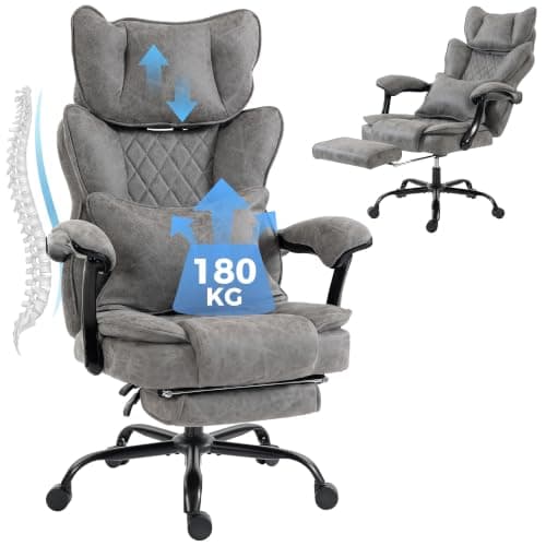 HOMCOM Executive Office Chair, 180kg Big and Tall Desk Chair, Grey