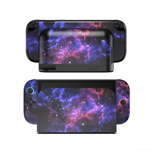 Full Body Vinyl Skin for Nintendo Switch for 2 Console - Anti-Scratch Decal Wrap with for joycon Grip Covers - Bubble-Free Application for Dock and Handheld - Protective Sticker Set 21.5x12.9cm(C)