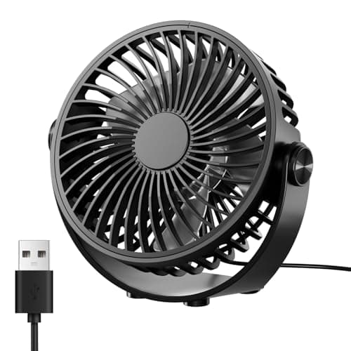 TriPole Desk Fan, Portable USB Fan Ultra Quiet, 3 Speed Powerful Table Fans with 360° Adjustable Head, Small Mini Fans for Office, Bedroom, Car, Kitchen, Outdoor (Black)