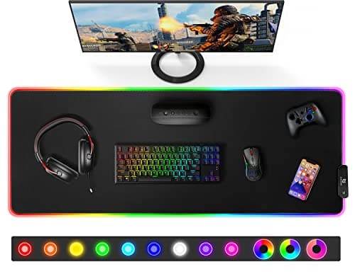 Gimars RGB Gaming Mouse Pad, XL Mouse Mat 800x300x5mm, 12 LED Light Modes, Large Mousepad with Premium Micro-Weave Surface, Non-Slip Mouse Mat, Keyboard and Mouse Pad for Desk, Gaming, Office