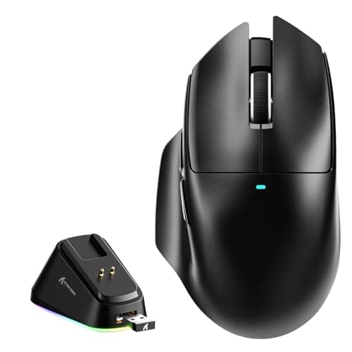 MAMBASNAKE x ATTACK SHARK V6 Wireless Gaming Mouse with Magnetic Charging Dock,65g Lightweight Mice,PAW3311 Sensor, 25,000 DPI,BT/2.4G/USB-C, 100M Clicks,500mAh Battery for Right Hand-Black