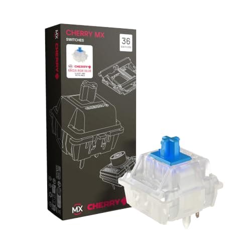 CHERRY MX2A RGB BLUE Switch Kit, 36 Mechanical Keyboard Switches (5-PIN), for DIY, Hot Swap, Gaming Keyboard, Tactile Switch with Click (Clicky), Loud & Noticeable