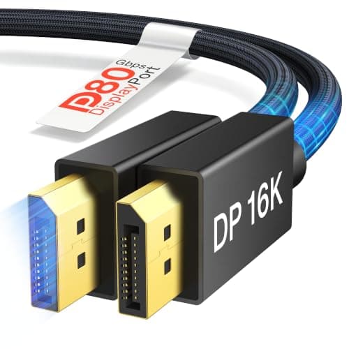 IVANKY 16K DisplayPort Cable 2.1, 80Gbps High Speed DP Cable Braided 2M