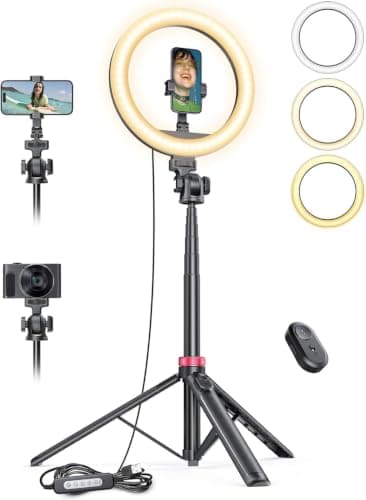 10" Ring Light with 75.59 inch Tripod Stand & Cold Shoe Phone Holder