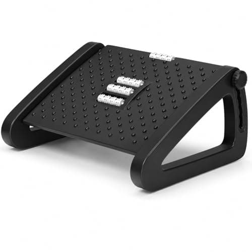 Adjustable Underdesk Footrest - Desk Foot Rest with Moveable Wheels - Foot Stool Under Desk with Large Roller Massage - Ergonomic Foot Rest with Massage Function for Office, Gaming,Home & Garden
