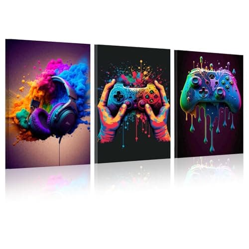 KiKiHong Framed Gamer Canvas Set of 3,30x40cm Gamer Wall Art