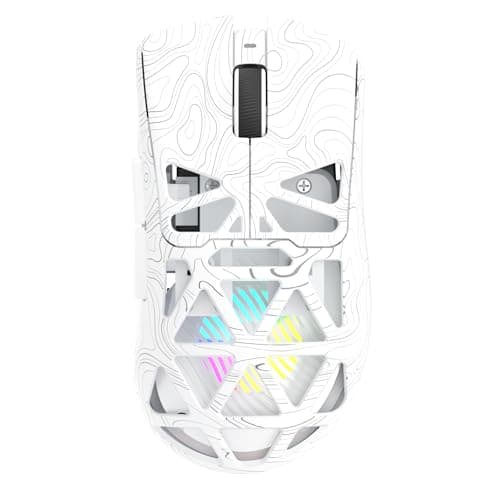 AULA SC620 Gaming Mouse Wireless,BT5.0/2.4G/USB-C Gamer Mice,PAW3311 Sensor,Up to 12000DPI,7 Programmable Buttons,67g Lightweight,400mAh Battery,RGB,Rechargeable Mouse for Laptop/PC/Mac (White-L)