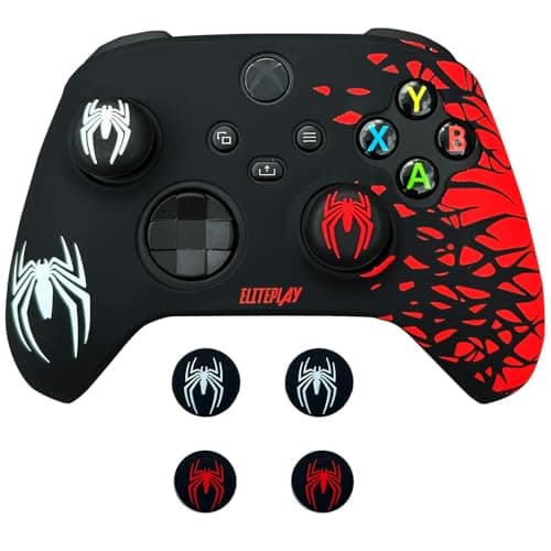 ElitePlay Spider Anti-Slip Silicone Cover Skin for Xbox Controller With 2 Sets Thumb Grips