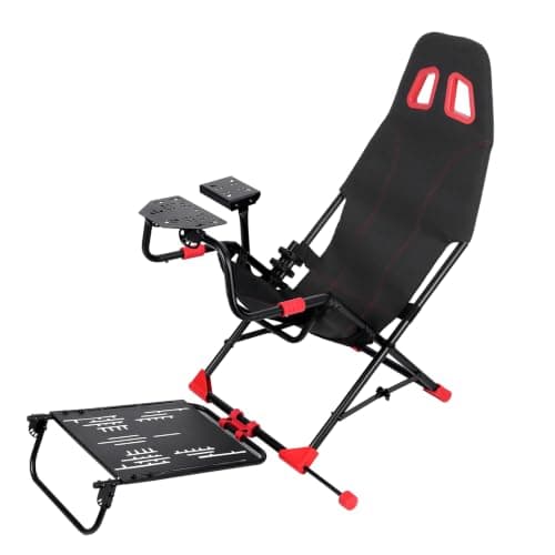 Foldable Sim‑Racing Cockpit, Adjustable Racing Rig with Universal Steering