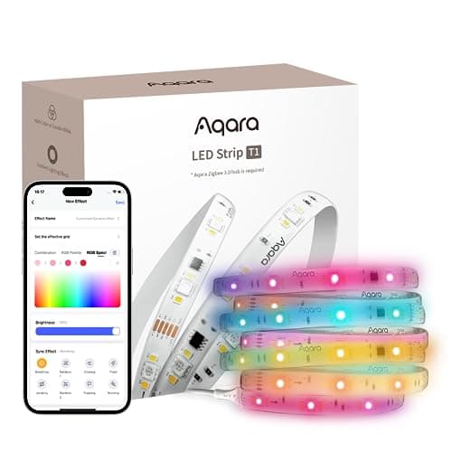 Aqara LED Strip T1, Matter Over Bridge, Requires Zigbee 3.0 HUB | 2M RGB+IC LED Strip Lights, 16 Million Colors/Tunable White/Gradient Effects, Supports Apple Home, Google Home, Alexa