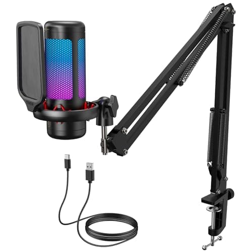 TONOR Gaming Microphone Set, Vocal Condenser Mic fop PC Gamers with RGB