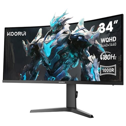 KOORUI 34 Inch Curved Gaming Monitor, 180Hz, WQHD 1440P, MPRT 1MS, HDR 400