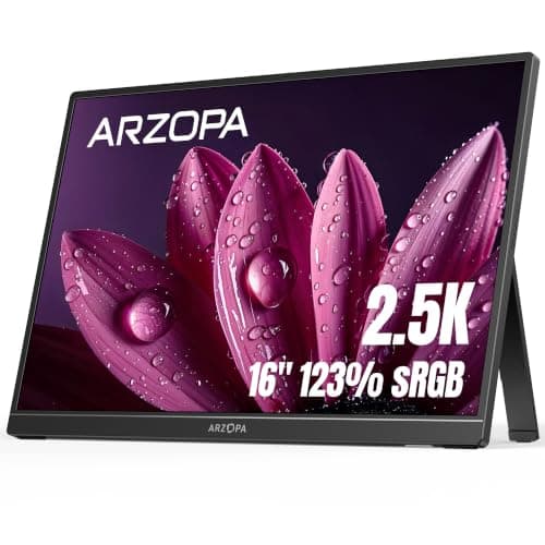 ARZOPA 2.5K Portable Monitor, 16 Inch 2560x1600 HDR 350nits 8bit QHD USB-C HDMI Laptop Monitor, 16:10 IPS Eye Care External Second Screen for Mac PC Phone PS4/5 Xbox (Z1RC)