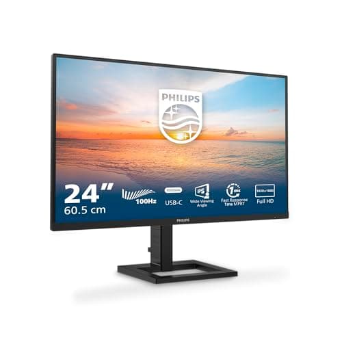 PHILIPS 24E1N1300AM 24 inch FHD Monitor 120Hz, IPS Panel, 4ms GtG, Height Adjustment, Speakers, (1920x1080 HDMI 1x 1.4 USB Hub) Black