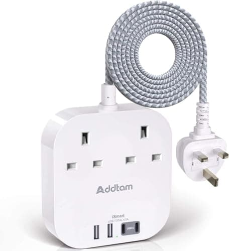 Extension Lead, Power Strips with 2 Way Outlets 4(4.5A, 2 Type C & 2 USB-A)