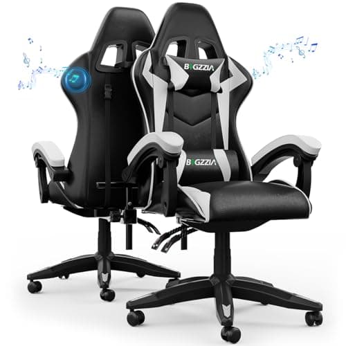 Racingreat Bluetooth Gaming Chair with Built-in Speakers (White)