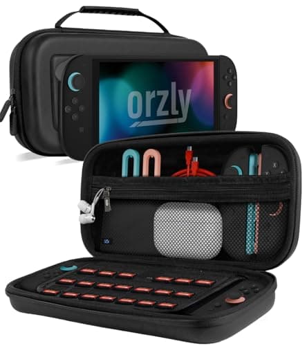 Orzly Carrying Case for Nintendo Switch 2 2025 Console with Screen Padding | Switch 2 Latest 2025/2026 Case Soft Microfiber interior game card microSD storage JoyCon and accessory pockets GIFT BOXED