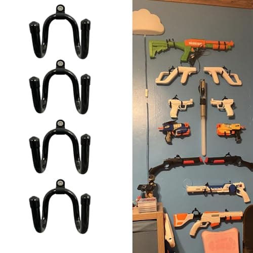 Pmsanzay 4 Pack Universal Game Controller Organizer - Wall Rack, Wall Mount, Wall Clip, Wall Hanger, Wall Holder Stand for Nintendo Wii Remote Controller Accessories