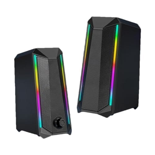 RGB Speakers for PC Enhanced Sound, Easy-Access Volume Control, USB Powered | RGB Desktop Speakers USB Powered for Computer, PC, Laptop, Monitor, Notebooks, Enjoy Music, Videos
