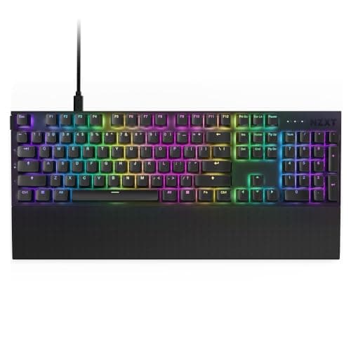 NZXT Function 2-2024 Full-Size Optical Gaming Keyboard | Illuminated RGB | 8K Polling Rate | Linear Optical Switches | Adjustable Actuation | Hot Swappable | Wrist Rest | Black USA (QWERTY)
