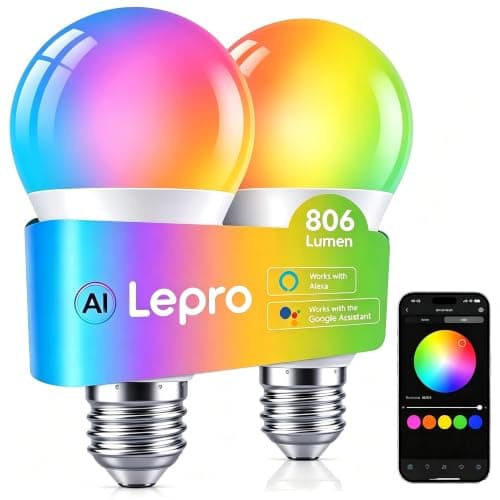 Lepro AI E27 Smart Bulb, 8.5W=60W 806lm LED Screw Bulbs, WiFi Bulb 2 Packs