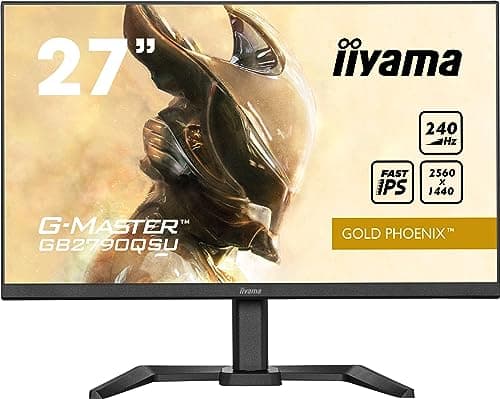 iiyama G-Master Gold Phoenix GB2790QSU-B5 27 Inch Fast IPS LED Gaming Monitor WQHD HDMI DP USB 3.0 1ms 240Hz FreeSync Premium HDR400 Height Adjustment Pivot Black