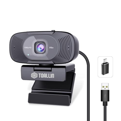 TOALLIN 1080P FHD Webcam with Dual Microphones, Computer Web Camera, 90° Wide Angle, Built-in Privacy Shutter, USB Webcam for Video Conferencing/Online Calling/Live Streaming