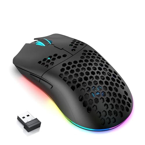 CROSS ZEBRA T66 PC Gaming Mouse, BT/2.4G Wireless/Wired, Lightweight Honeycomb Shell, Macro Program, Cool RGB Light, 650mAh Large Battery, 3600 DPI, for PC Gamer -Black