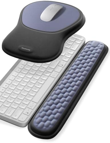 meatanty Memory Foam Wrist Rest Set for Keyboard and Mouse, Black and Blue