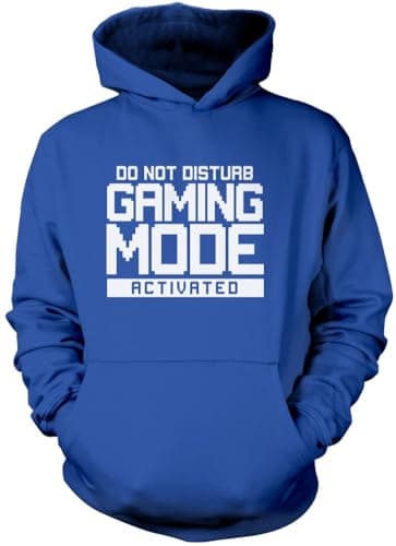 HotScamp Do Not Disturb Gaming Mode Activated Unisex Adults and Kids Hoodie - Gamer Console Teen Online Games Addict Blue Medium