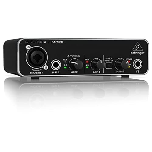 Behringer U-PHORIA UMC22 Audiophile 2x2 USB Audio Interface with Midas Mic Preamplifier