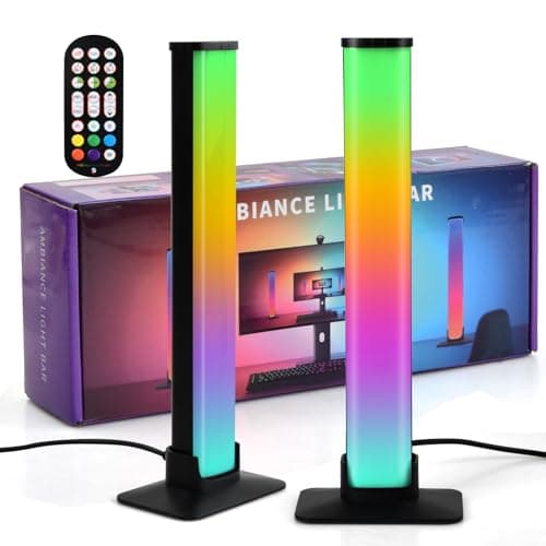 Smart RGB LED Light Bars, 2 Pack TV Backlight Gaming Lamp, Music Sync Ambient Lighting with App Control, Entertainment Lights for PC Room Decoration, Sync for Gaming Christmas