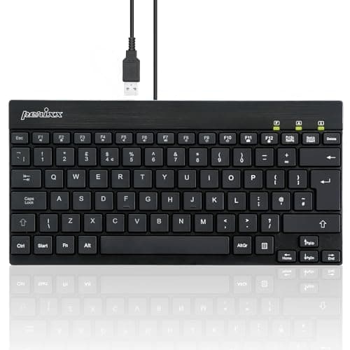 Perixx PERIBOARD-326 Wired USB Mini Backlit Keyboard, Quiet Typing Design, QWERTY UK