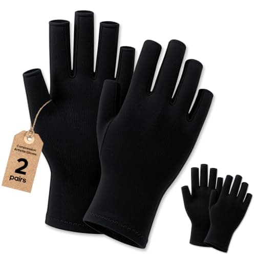 SUPERFA 2 Pairs Fingerless Arthritis Compression Gloves for Women and Men