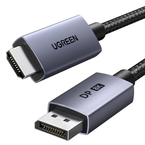 UGREEN 8K@60Hz Displayport to HDMI 3.3FT Braided DP 1.4 to HDMI 2.1 Cable