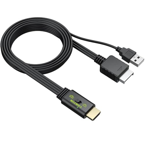 LiNKFOR PS2 to HDMI Converter - AV to HDMI Adapter for PS2/PS1 Retro Gaming Supports 1080P(60Hz) Output, 16:9/4:3 Conversion Switch, Suitable for HDTV/Monitor