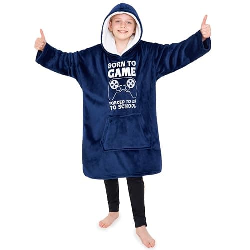 CityComfort Hoodie For Boys and girls, Fleece Oversized Hoodie Blanket 7-14 Years (Navy)