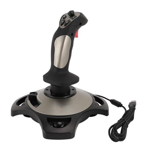 Denash PC Flight Joystick, Wired Flight Stick with Vibration Function and Throttle Control, 12 Programmable Buttons, 4 Axes for Simulator, Compatible with 7 8 10 11 PC Laptop
