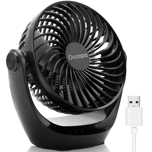 OCOOPA USB Desk Table Fan with Strong Airflow & Quiet Operation, Portable Cooling Fan Speed Adjustable 360°Rotatable Head for Home Office Bedroom Table and Desktop