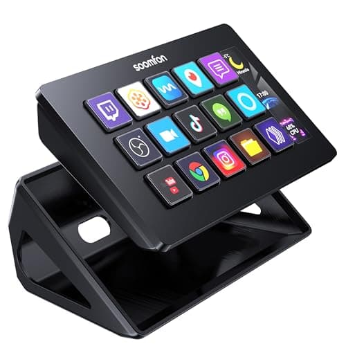 SOOMFON Stream Controller Studio Control Deck 15 Macro Keys and Dashboard | 15 Customized LCD Buttons to Trigger Actions, Compatible with OBS, Twitch, YouTube, for Live Streaming Video Editing, Black