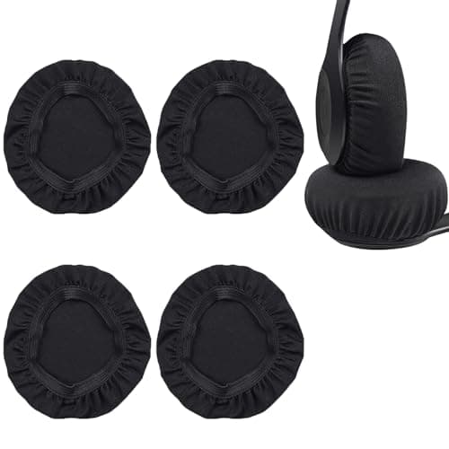 2 Pairs Headphone Earpad Covers,Stretchable Knit Fabric Earcup Protectors,Reusable Headphone Sweat Covers Washable and Stretchable Stretchable Fits 3.54"-4.13" Headsets 9-10.5cm(Black)