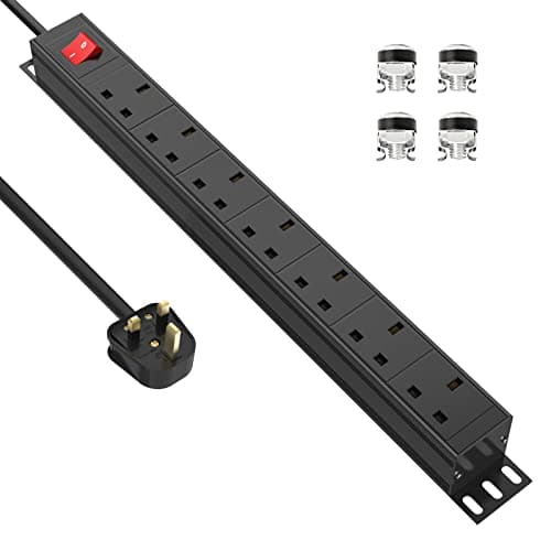 HANNELORE 7 Way Power Strip with Switch, 19 Inch Rack Mount Power Socket