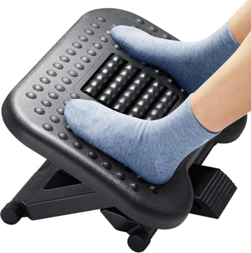 HUANUO Foot Rest, Foot Rest Under Desk with Massage Function, Adjustable Angle & 3 Different Height Positions, Non-Slip Foot Stool for Office & Home