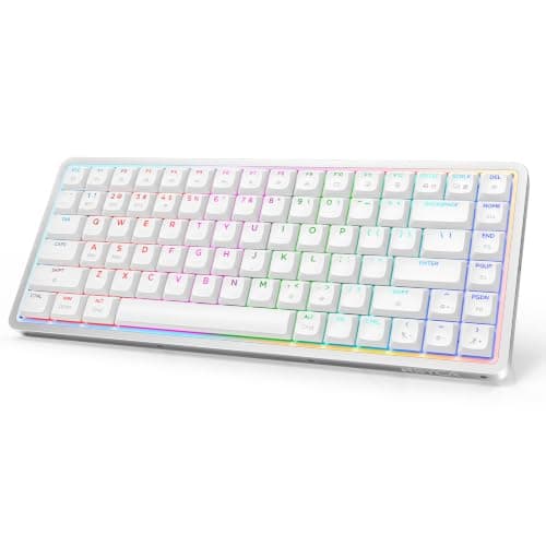 Tyasoleil Air75 Low Profile Mechanical Keyboard Wireless, 75% Aluminum Frame, Hot Swappable, Shine Through PBT Keycaps, RGB Backlit, Bluetooth/2.4GHz/USB-C, Gaming Keyboard for Mac & Windows (White)