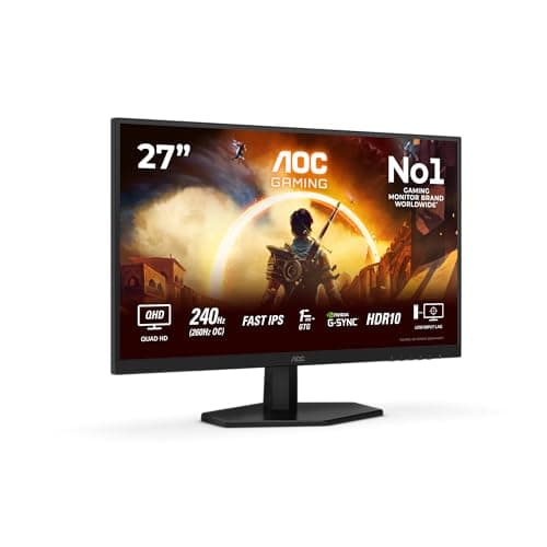 AOC Q27G42ZE 27 inch WQHD Gaming Monitor 260Hz, Fast IPS Panel, 1ms GtG, HDR10, G-Sync Compatible, (2560x1440 HDMI 1x 2.0) Black